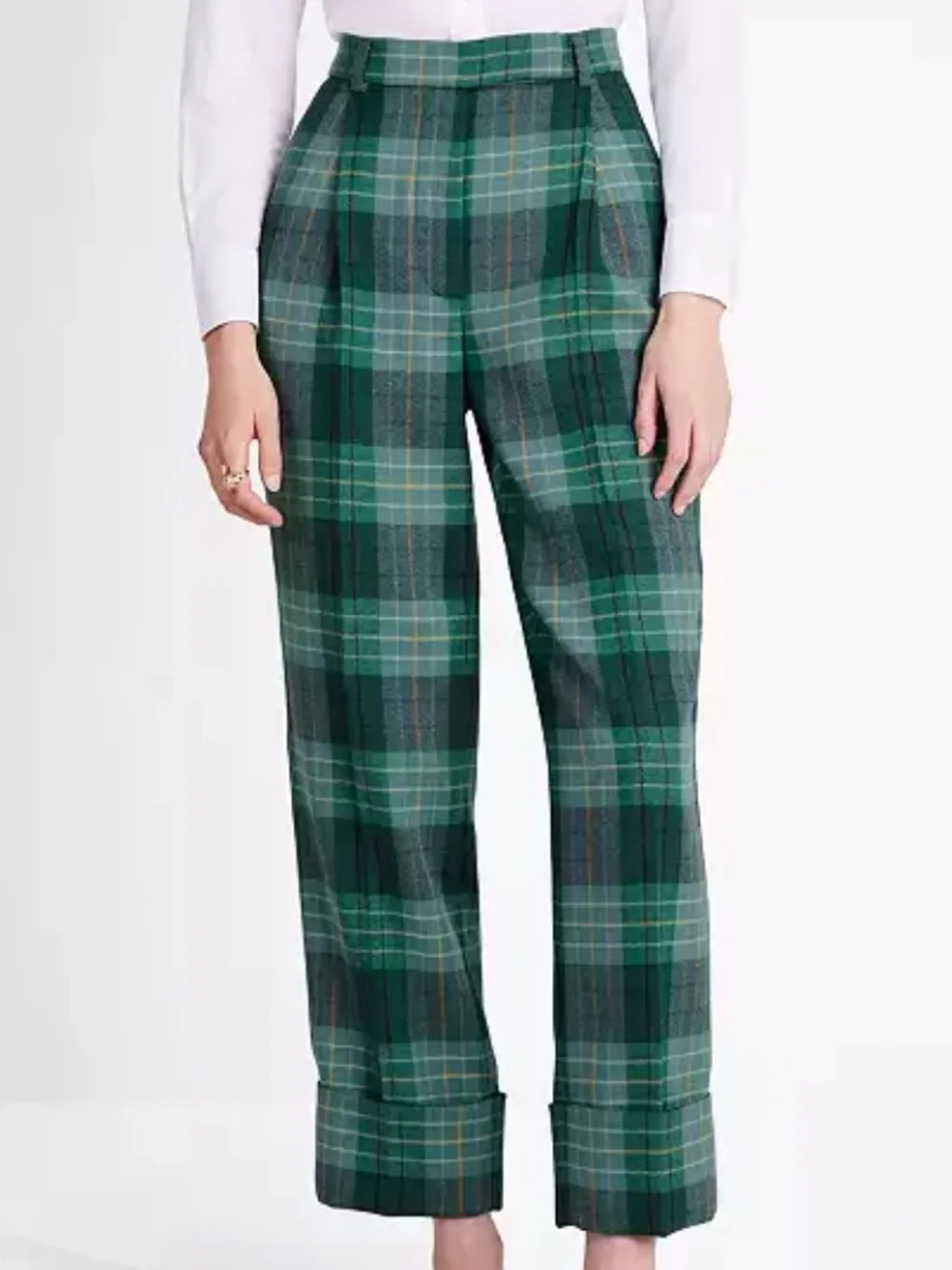 kate spade Greenhouse green Plaid Wool pleated Pants nwot